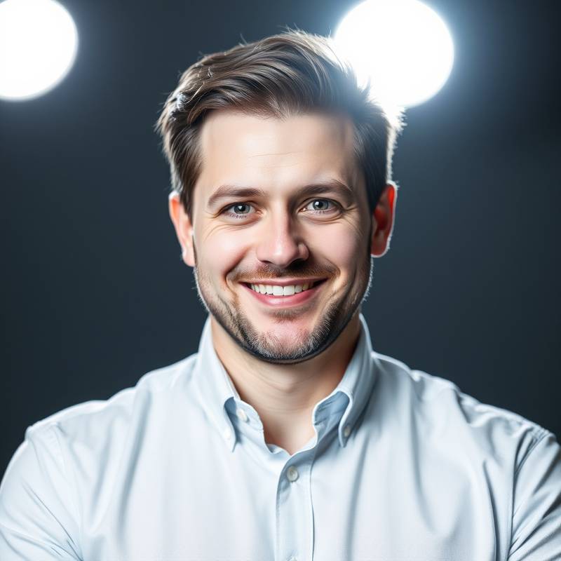 A professional headshot of John Smith, the Creative Director at Aurora Creative Studio, smiling confidently.